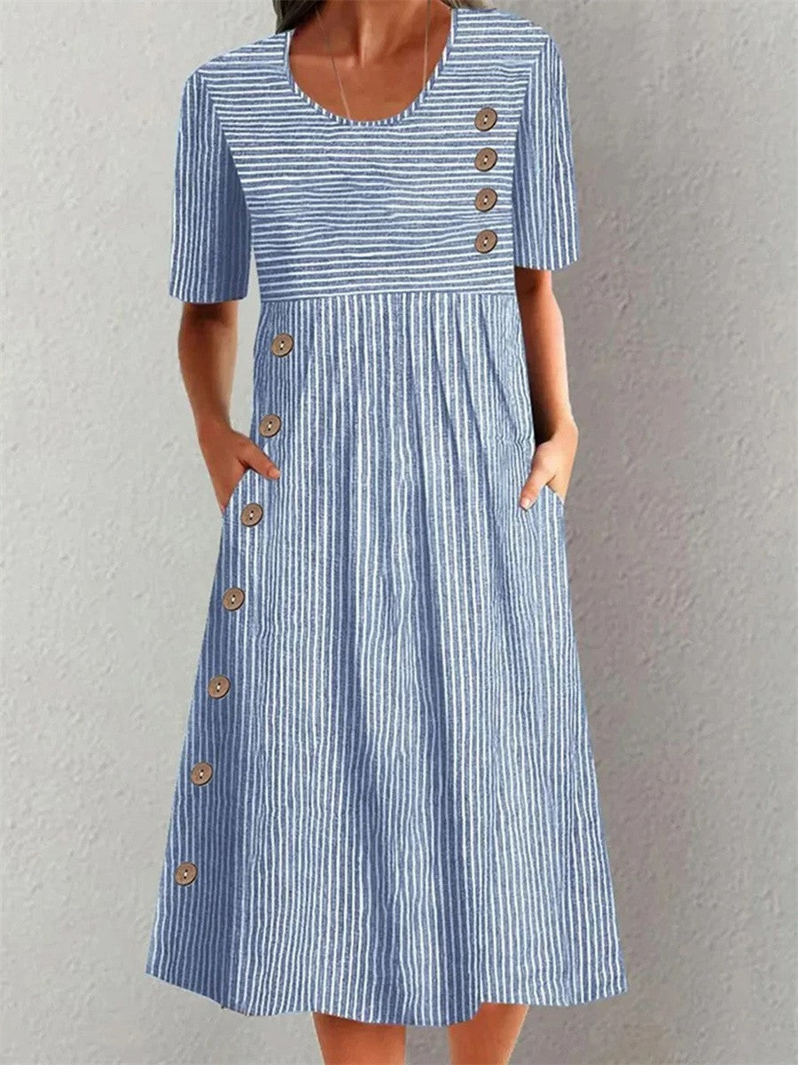 Fien™ – Jurk met strepen en knoopdetails
