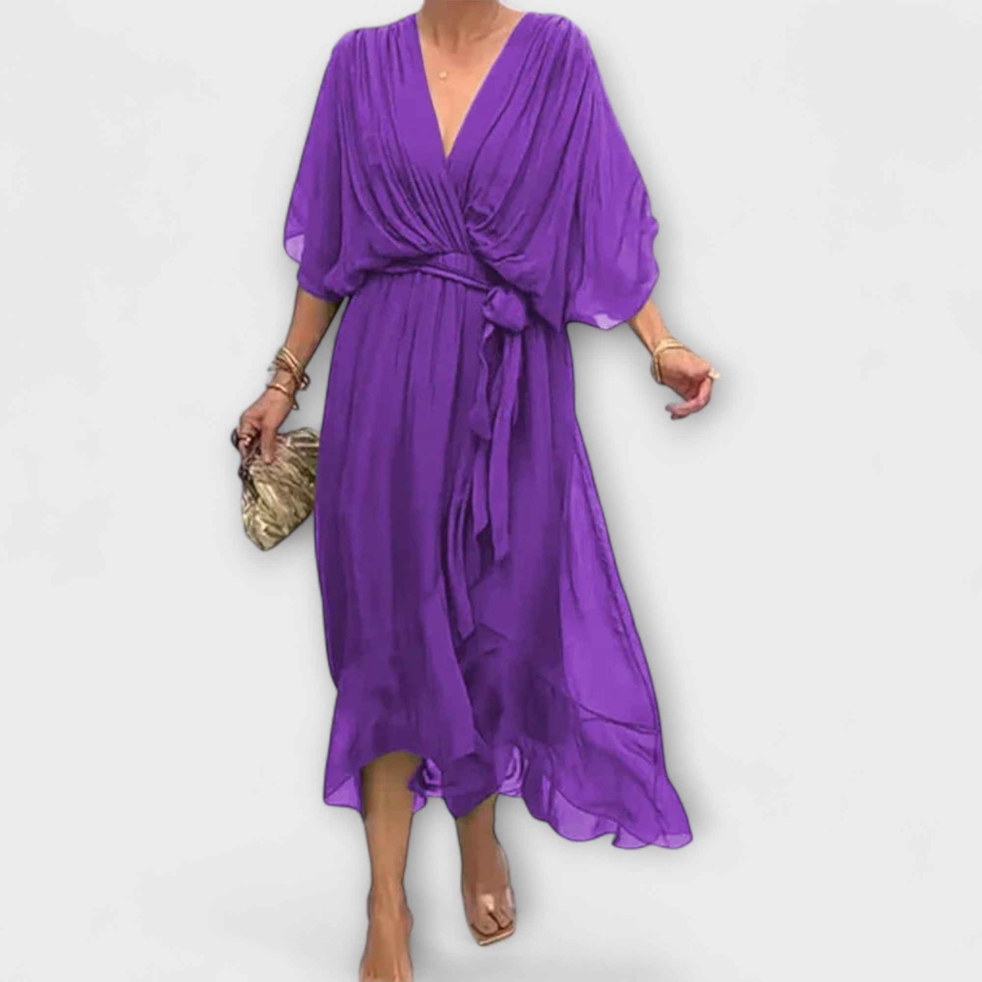 Amoura - Chiffonjurk met V-hals