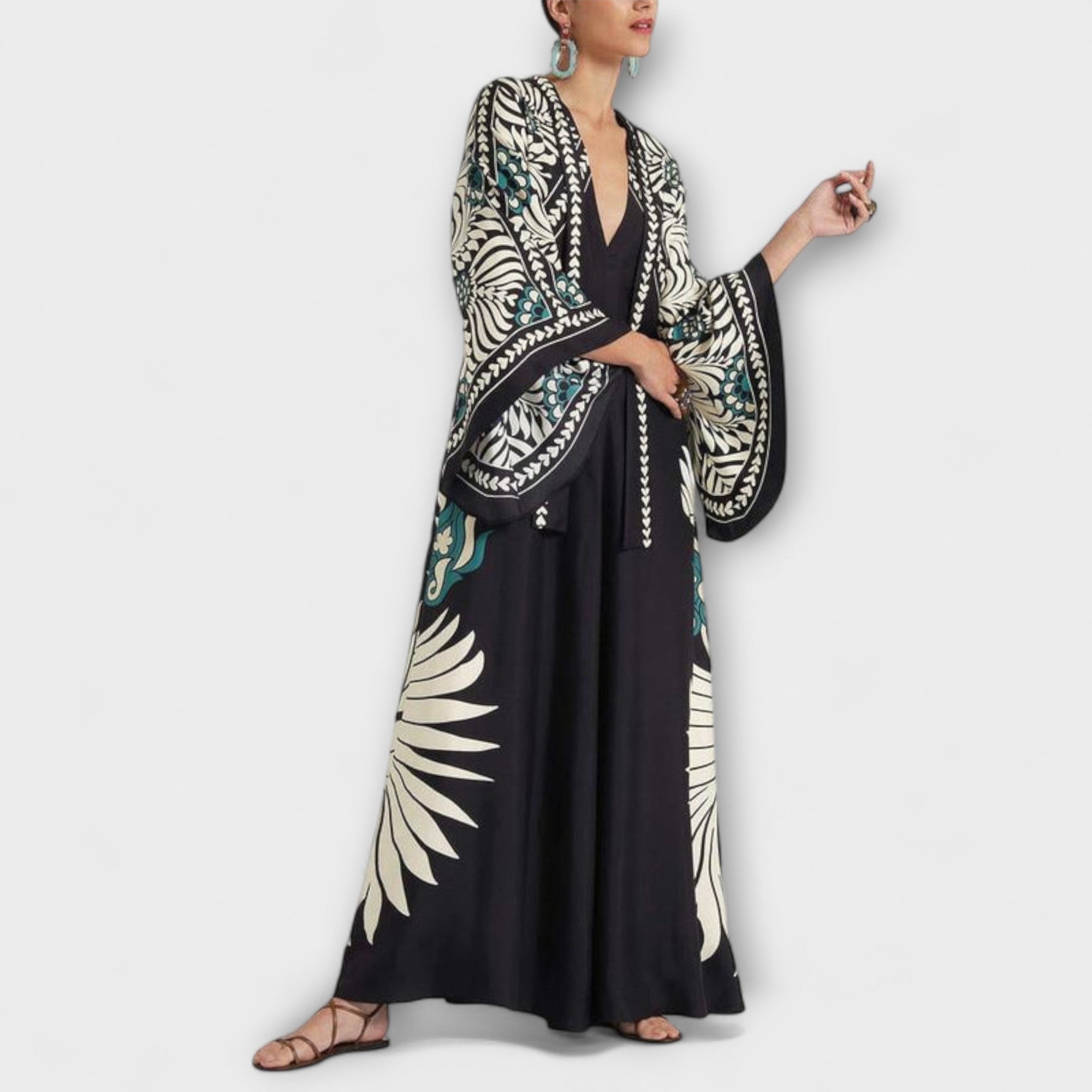 Giselle - Chic Bloemenpatroon Vloeiend Maxikleed