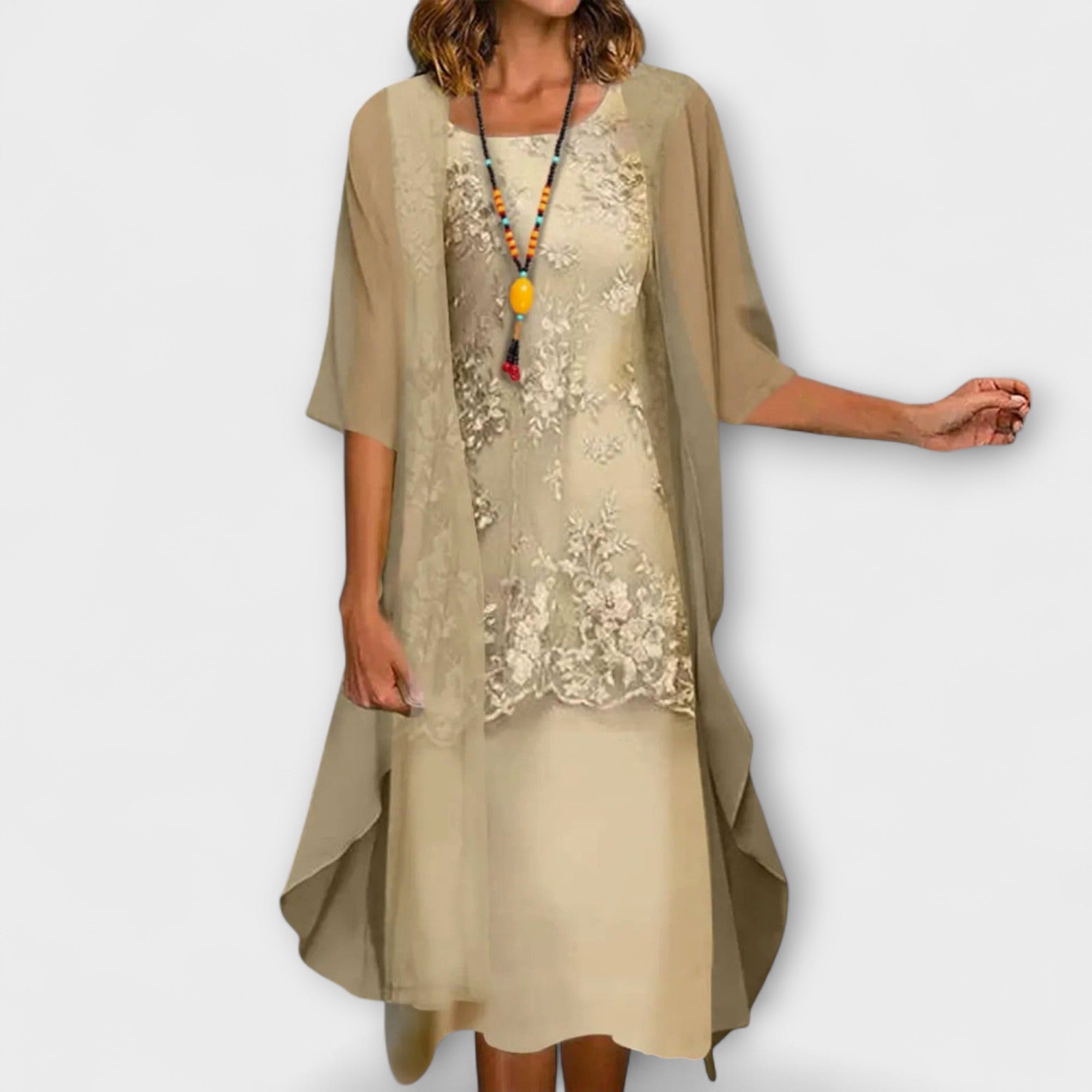 Danielle - Elegante tweedelige chiffon jurk
