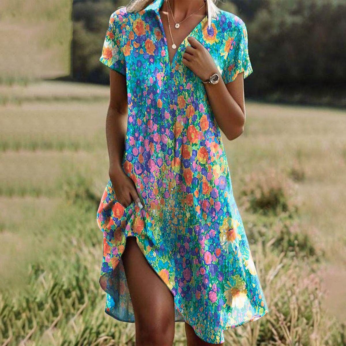 Taylor - Vintage Boho V-Neck Dress