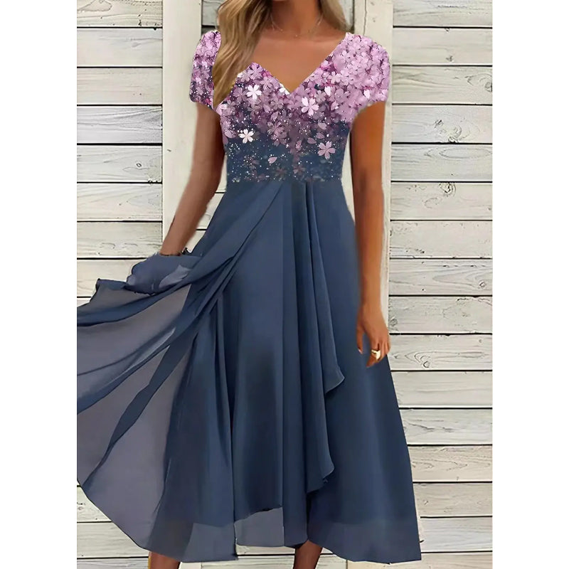 Doina - Stijlvolle jurk met V-hals en print