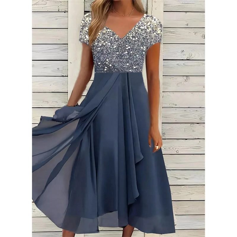 Doina - Stijlvolle jurk met V-hals en print